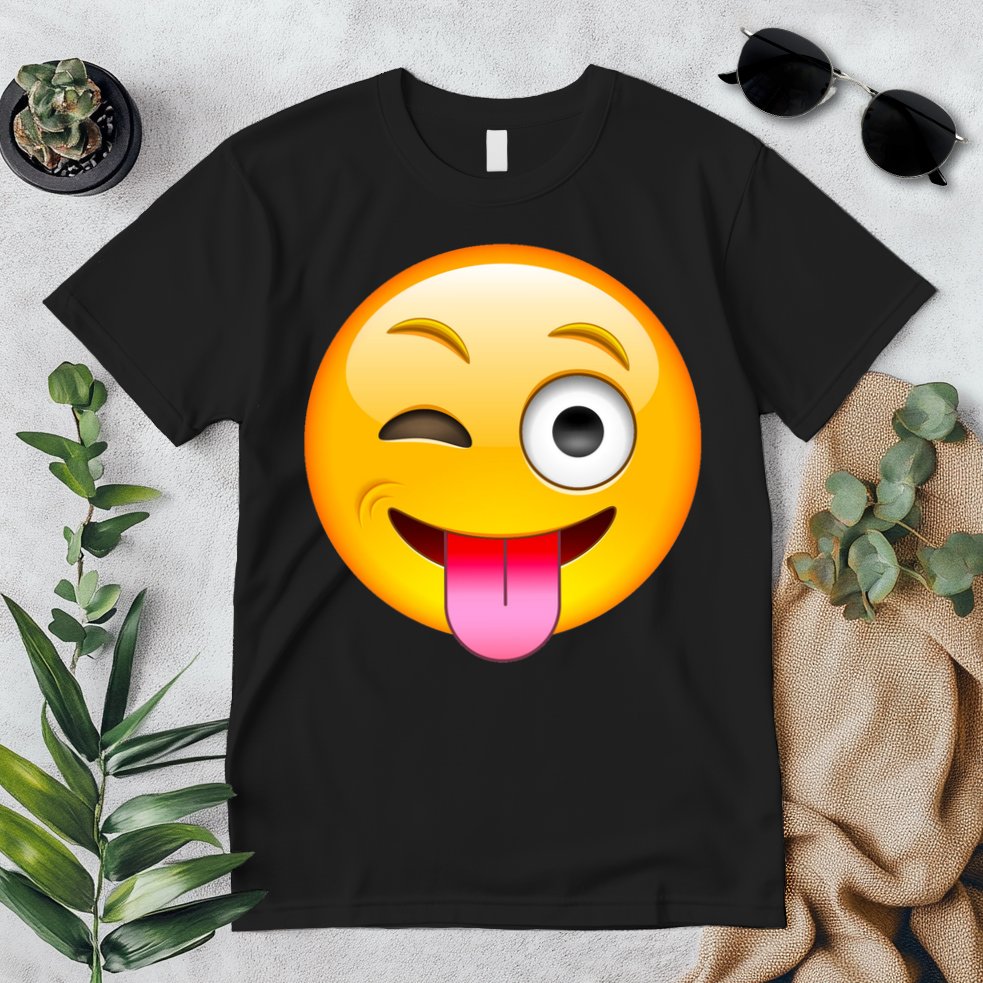 Emoticon Tongue Out Emoji with Winking Eye Smiley Premium T-Shirt