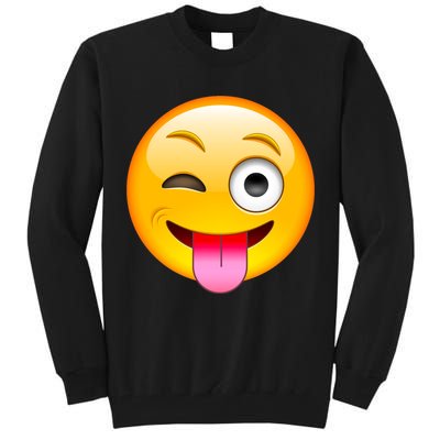 Emoticon Tongue Out Emoji with Winking Eye Smiley Tall Sweatshirt