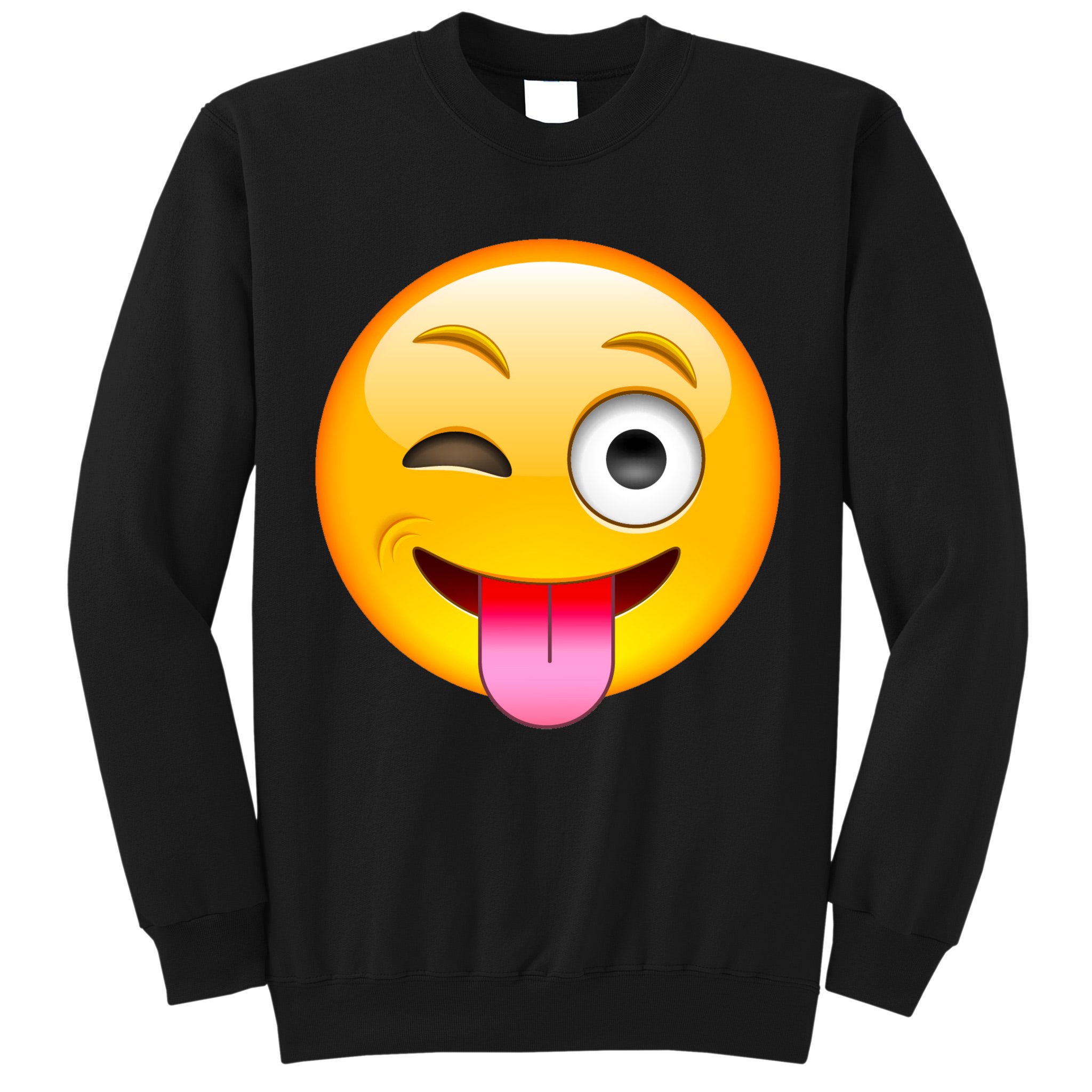 Emoticon Tongue Out Emoji with Winking Eye Smiley Tall Sweatshirt