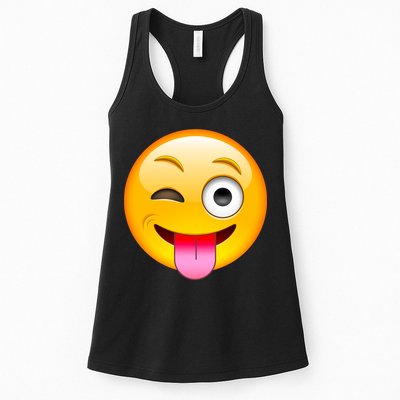 Emoticon Tongue Out Emoji with Winking Eye Smiley Womens Tank Top