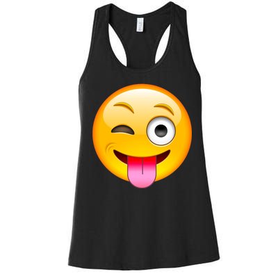 Emoticon Tongue Out Emoji with Winking Eye Smiley Women's Racerback Tank