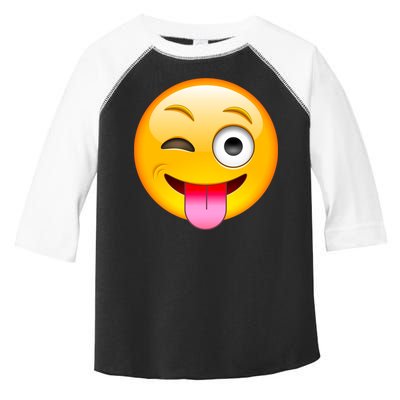 Emoticon Tongue Out Emoji with Winking Eye Smiley Toddler Fine Jersey T-Shirt