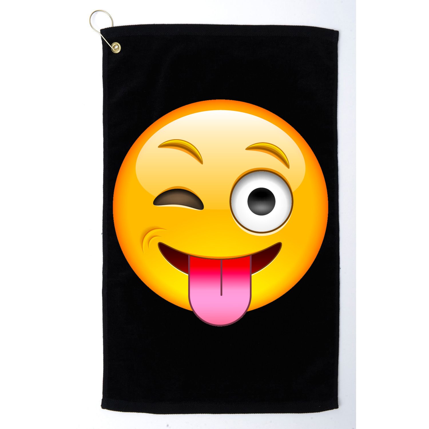 Emoticon Tongue Out Emoji with Winking Eye Smiley Golf Towel
