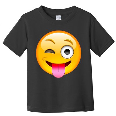 Emoticon Tongue Out Emoji with Winking Eye Smiley Toddler T-Shirt