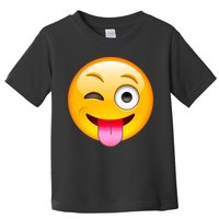 Emoticon Tongue Out Emoji with Winking Eye Smiley Toddler T-Shirt