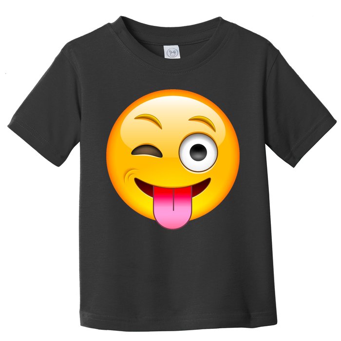 Emoticon Tongue Out Emoji with Winking Eye Smiley Toddler T-Shirt