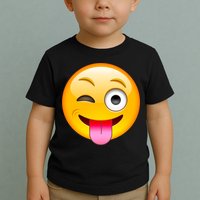 Emoticon Tongue Out Emoji with Winking Eye Smiley Toddler T-Shirt