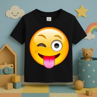 Emoticon Tongue Out Emoji with Winking Eye Smiley Toddler T-Shirt