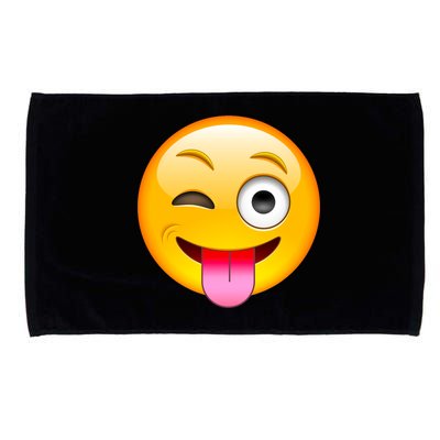 Emoticon Tongue Out Emoji with Winking Eye Smiley Microfiber Hand Towel