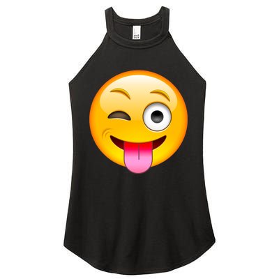 Emoticon Tongue Out Emoji with Winking Eye Smiley Women's Perfect Tri Rocker Tank