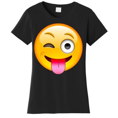 Emoticon Tongue Out Emoji with Winking Eye Smiley Women's T-Shirt