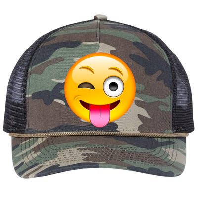 Emoticon Tongue Out Emoji with Winking Eye Smiley Retro Rope Trucker Hat Cap