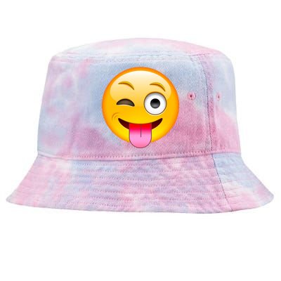 Emoticon Tongue Out Emoji with Winking Eye Smiley Tie-Dyed Bucket Hat