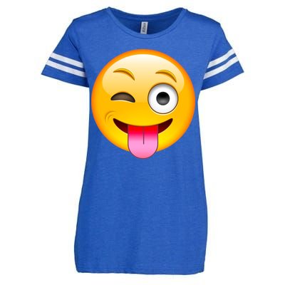 Emoticon Tongue Out Emoji with Winking Eye Smiley Enza Ladies Jersey Football T-Shirt