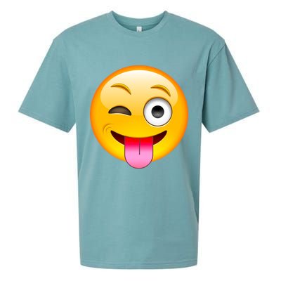 Emoticon Tongue Out Emoji with Winking Eye Smiley Sueded Cloud Jersey T-Shirt