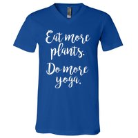 Eat More Plants Do More Yoga Funny Vegetarian Cute Keto Gift V-Neck T-Shirt