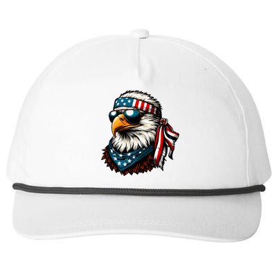 Eagle Mullet Patriotic 4th Of July Patriot Usa Snapback Five-Panel Rope Hat