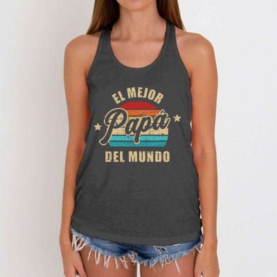 El Mejor Papá Del Mundo Para Dia Del Padre Vintage Retro Women's Knotted Racerback Tank