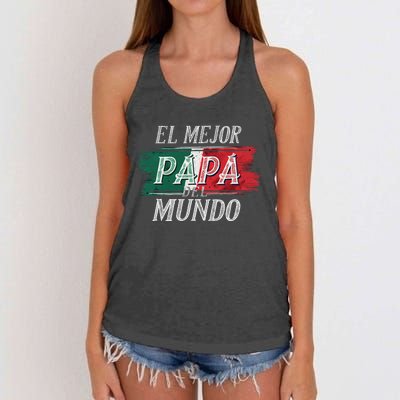 El Mejor Papa Del Mundo Mexican Flag Mexican Dad Women's Knotted Racerback Tank