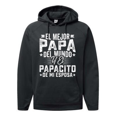 El Mejor Papa Del Mundo Camiseta En Espanol Padre Latino Performance Fleece Hoodie