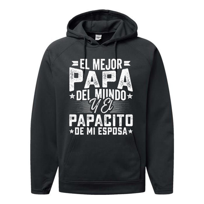 El Mejor Papa Del Mundo Camiseta En Espanol Padre Latino Performance Fleece Hoodie