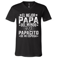 El Mejor Papa Del Mundo Camiseta En Espanol Padre Latino V-Neck T-Shirt