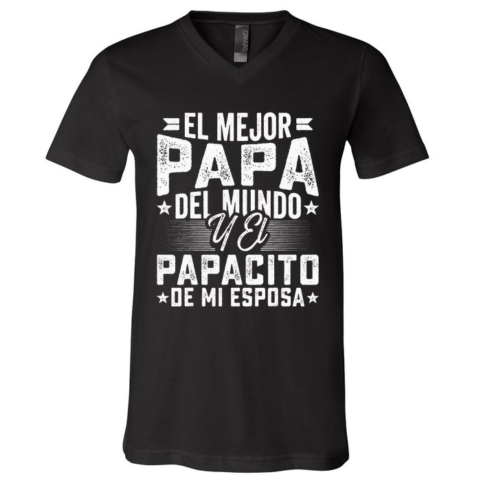 El Mejor Papa Del Mundo Camiseta En Espanol Padre Latino V-Neck T-Shirt