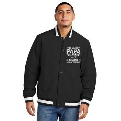 El Mejor Papa Del Mundo Camiseta En Espanol Padre Latino Insulated Varsity Jacket