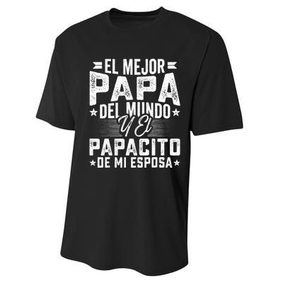 El Mejor Papa Del Mundo Camiseta En Espanol Padre Latino Performance Sprint T-Shirt