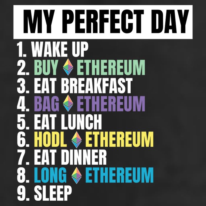Ethereum My Perfect Day, Buy Crypto, Buy ETH, Funny Crypto Meme Cool Comfort Performance Bucket Hat