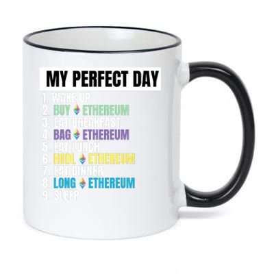 Ethereum My Perfect Day, Buy Crypto, Buy ETH, Funny Crypto Meme 11oz Black Color Changing Mug