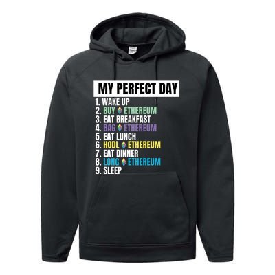 Ethereum My Perfect Day, Buy Crypto, Buy ETH, Funny Crypto Meme Performance Fleece Hoodie