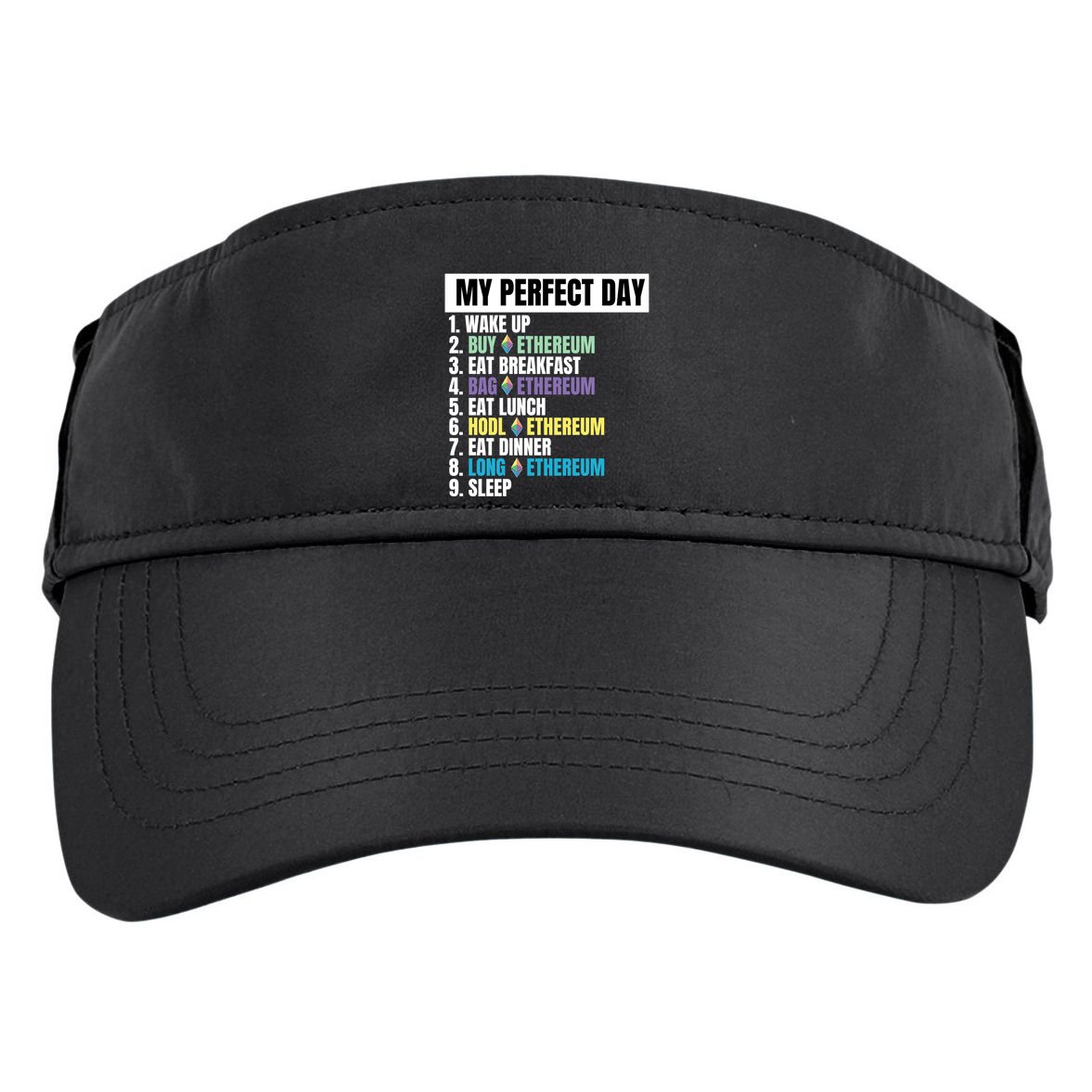 Ethereum My Perfect Day, Buy Crypto, Buy ETH, Funny Crypto Meme Adult Drive Performance Visor