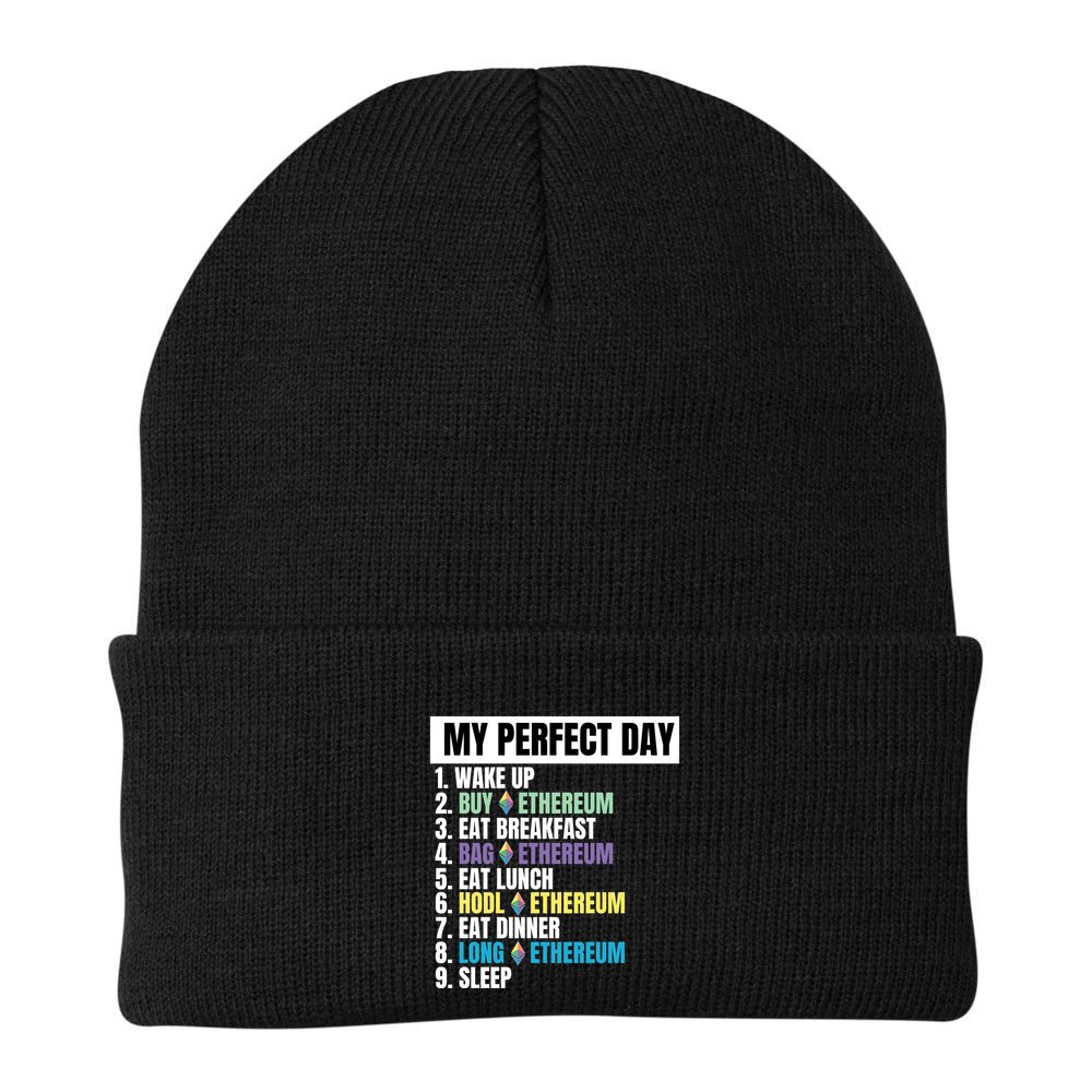 Ethereum My Perfect Day, Buy Crypto, Buy ETH, Funny Crypto Meme Beanie