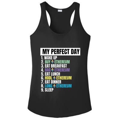 Ethereum My Perfect Day, Buy Crypto, Buy ETH, Funny Crypto Meme Ladies PosiCharge Competitor Racerback Tank