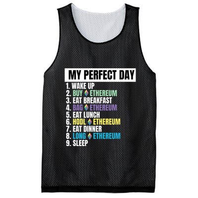 Ethereum My Perfect Day, Buy Crypto, Buy ETH, Funny Crypto Meme Mesh Reversible Basketball Jersey Tank
