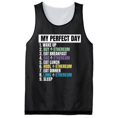 Ethereum My Perfect Day, Buy Crypto, Buy ETH, Funny Crypto Meme Mesh Reversible Basketball Jersey Tank