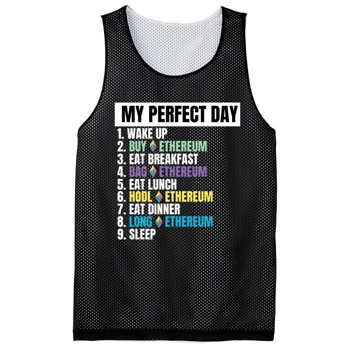 Ethereum My Perfect Day, Buy Crypto, Buy ETH, Funny Crypto Meme Mesh Reversible Basketball Jersey Tank