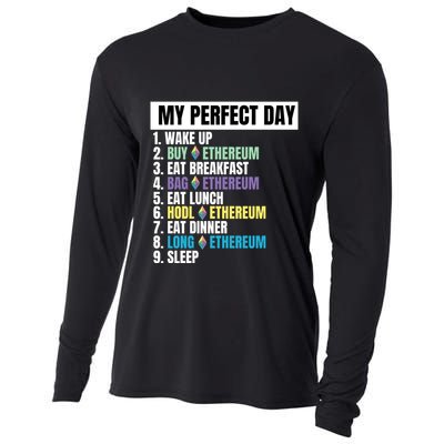 Ethereum My Perfect Day, Buy Crypto, Buy ETH, Funny Crypto Meme Cooling Performance Long Sleeve Crew