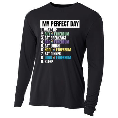 Ethereum My Perfect Day, Buy Crypto, Buy ETH, Funny Crypto Meme Cooling Performance Long Sleeve Crew