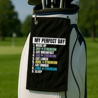 Ethereum My Perfect Day, Buy Crypto, Buy ETH, Funny Crypto Meme Golf Towel