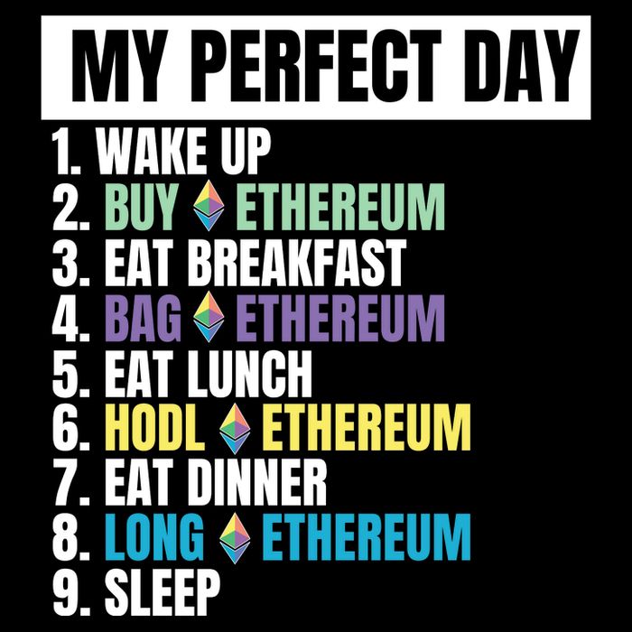 Ethereum My Perfect Day, Buy Crypto, Buy ETH, Funny Crypto Meme Toddler T-Shirt