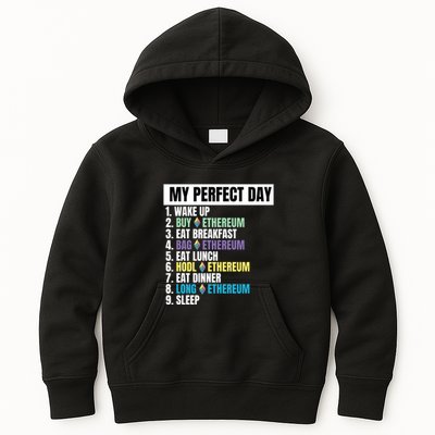 Ethereum My Perfect Day, Buy Crypto, Buy ETH, Funny Crypto Meme Kids Hoodie