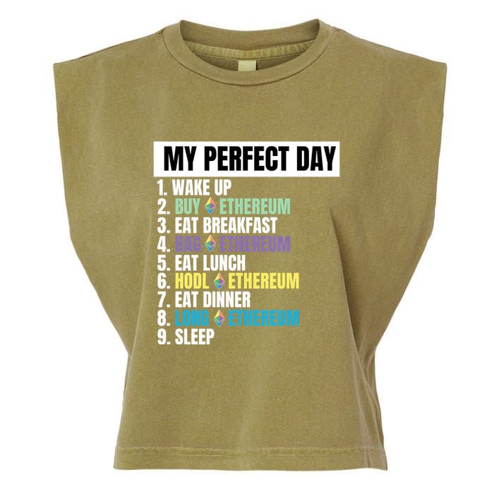 Ethereum My Perfect Day, Buy Crypto, Buy ETH, Funny Crypto Meme Garment-Dyed Women's Muscle Tee