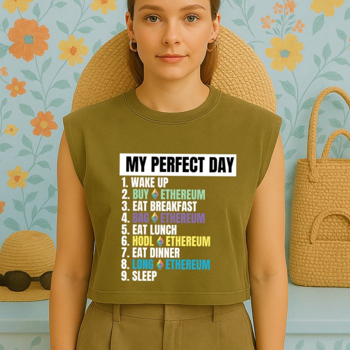 Ethereum My Perfect Day, Buy Crypto, Buy ETH, Funny Crypto Meme Garment-Dyed Women's Muscle Tee