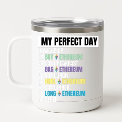 Ethereum My Perfect Day, Buy Crypto, Buy ETH, Funny Crypto Meme 12 oz Stainless Steel Tumbler Cup