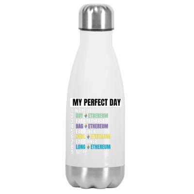 Ethereum My Perfect Day, Buy Crypto, Buy ETH, Funny Crypto Meme Stainless Steel Insulated Water Bottle