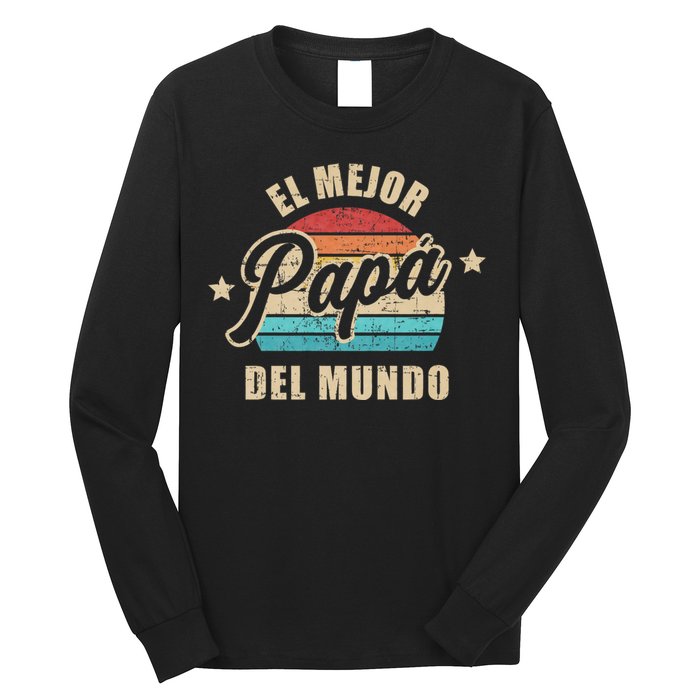 El Mejor Papá Del Mundo Para Dia Del Padre Vintage Retro Long Sleeve Shirt