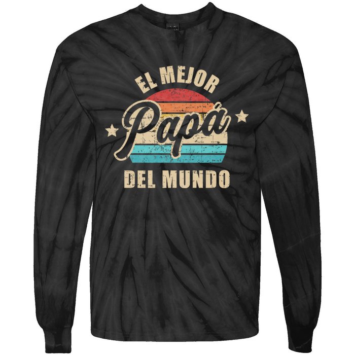 El Mejor Papá Del Mundo Para Dia Del Padre Vintage Retro Tie-Dye Long Sleeve Shirt