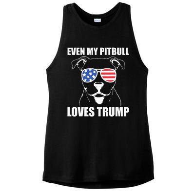 Even My Pitbull Loves Trump Ladies PosiCharge Tri-Blend Wicking Tank